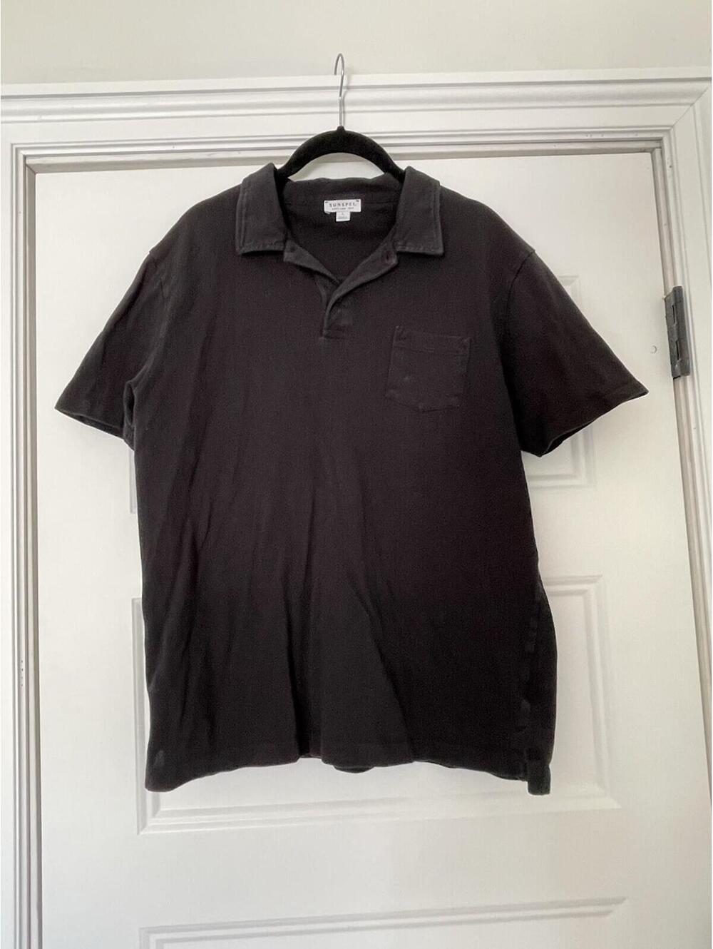 Sunspel Riviera Polo Black Large Men